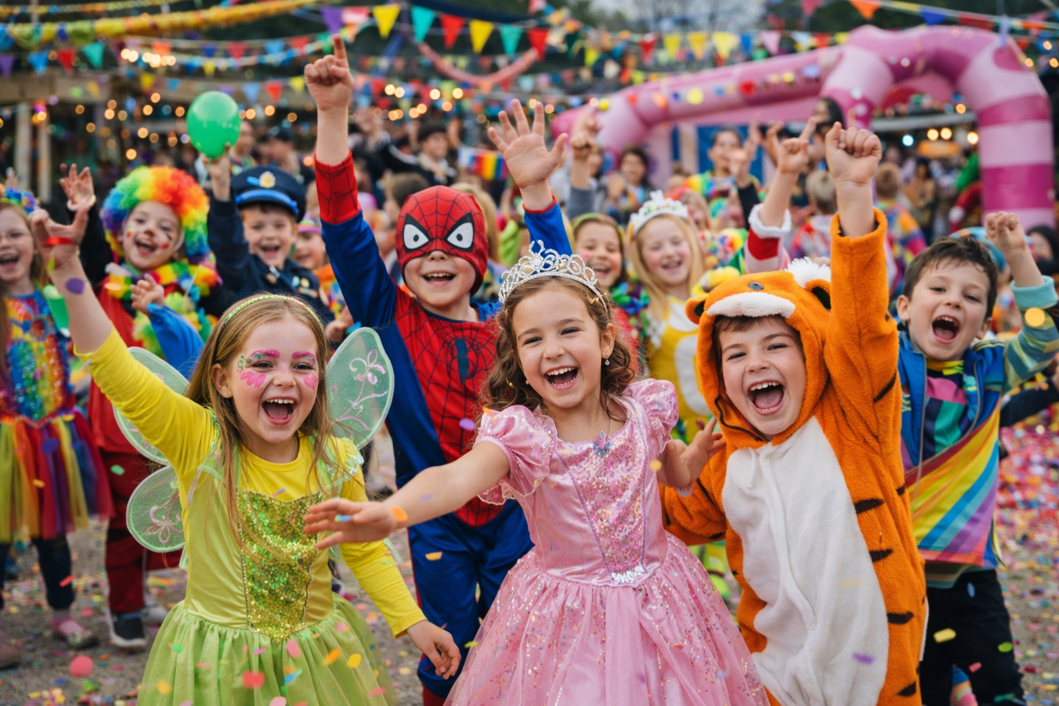 Verkleidete Kinder im Getrudenhof - Karnevalspark